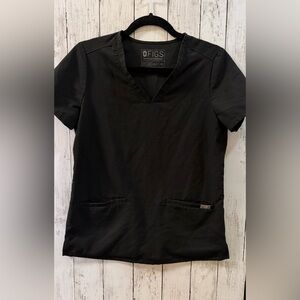 FIGS Women's Casma Three Pocket Scrub Top Black V-Neck Technical FW1100 Size XS